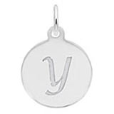 Rembrandt Script Initial Disc Charm Y in Sterling Silver.