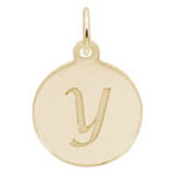Rembrandt Script Initial Disc Charm Y in 14K Gold.
