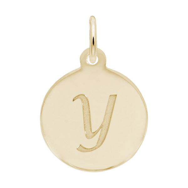 Rembrandt Script Initial Disc Charm Y in 10K Gold.