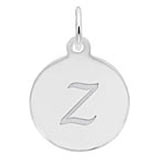 Rembrandt Script Initial Disc Charm Z in Sterling Silver.