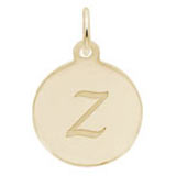 Rembrandt Script Initial Disc Charm Z in Gold Plate.