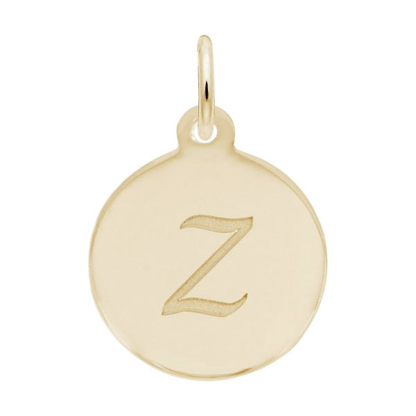 Rembrandt Script Initial Disc Charm Z in Gold Plate.