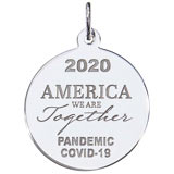 14K White Gold Covid-19 America We Are Together Charm