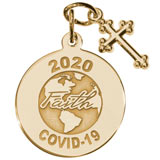 10K Gold COVID-19 Faith Charm with Cross