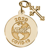 14K Gold COVID-19 Faith Charm with Cross