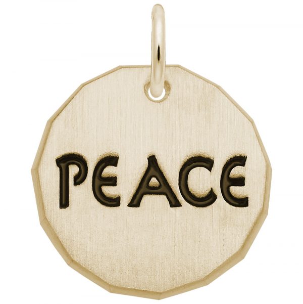 Gold Plate Peace Charm Tag by Rembrandt Charms