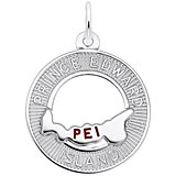 14K White Gold Prince Edward Island Map in Ring Charm