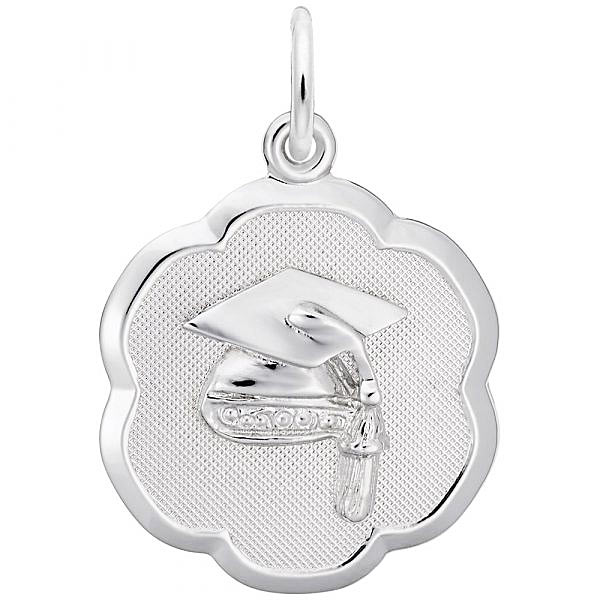 Rembrandt Grad Cap Scalloped Disc Charm, Sterling Silver Rembrandt Grad Cap Scalloped Disc Charm, Sterling Silver