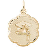 Rembrandt Grad Cap Scalloped Disc Charm, 14k Yellow Gold