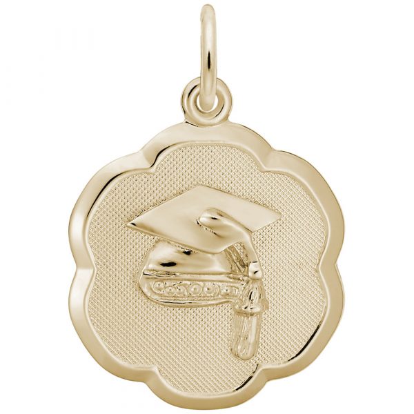 Rembrandt Grad Cap Scalloped Disc Charm, 10k Yellow Gold Rembrandt Grad Cap Scalloped Disc Charm, 10k Yellow Gold