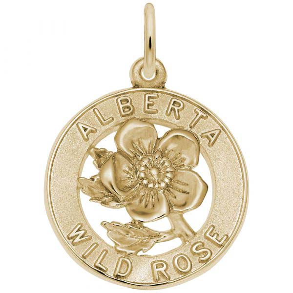 14K Gold Alberta Canada Wild Rose Charm by Rembrandt Charms