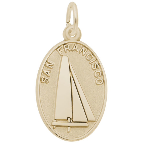Gold Plate San Francisco Oval Disc Charm by Rembrandt Charms Gold Plate San Francisco Oval Disc Charm by Rembrandt Charms