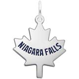 14K White Gold Niagara Falls Maple Leaf - Large Charm