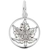 14K White Gold Niagara Falls Maple Leaf Charm