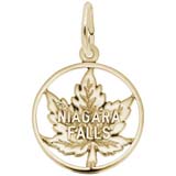 14K Gold Niagara Falls Maple Leaf Charm