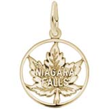 Gold Plate Niagara Falls Maple Leaf Charm