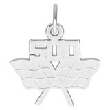 14K White Gold Racing Flags Charm