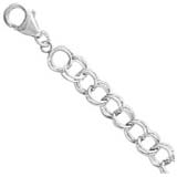 14K White Gold Charm Bracelet Medium Double Curb Links 7”