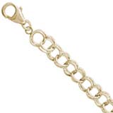14K Gold Charm Bracelet Medium Double Curb Links 7”
