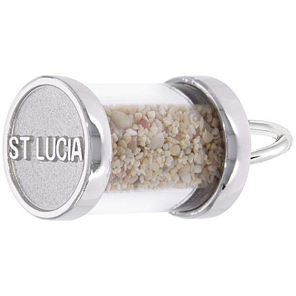 14K White Gold Saint Lucia Sand Capsule Charm by Rembrandt Charms 14K White Gold Saint Lucia Sand Capsule Charm by Rembrandt Charms