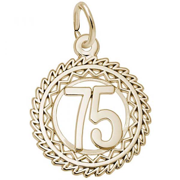 Gold Plate Number 75 Charm by Rembrandt Charms