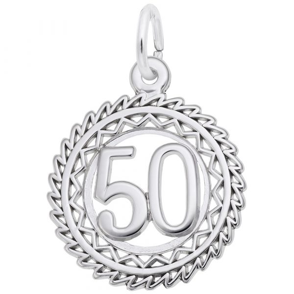 14K White Gold Number 50 Charm by Rembrandt Charms 14K White Gold Number 50 Charm by Rembrandt Charms