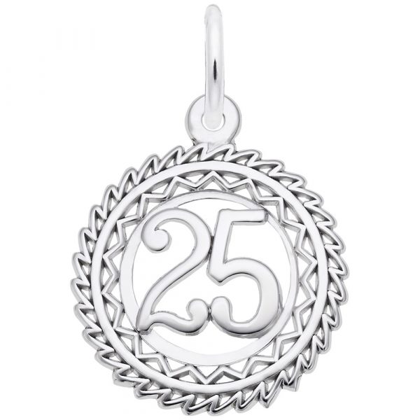 14K White Gold Number 25 Charm by Rembrandt Charms