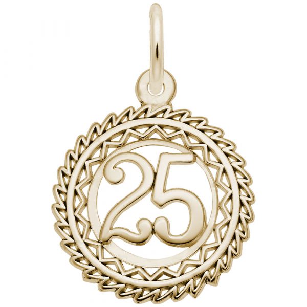 Gold Plate Number 25 Charm by Rembrandt Charms