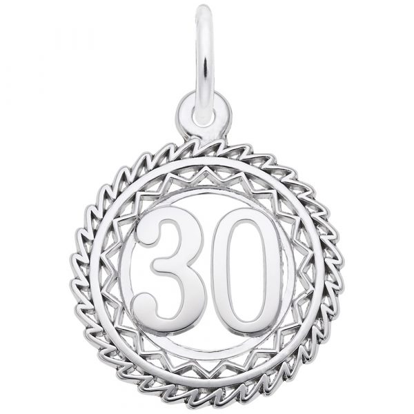 14K White Gold Number 30 Charm by Rembrandt Charms