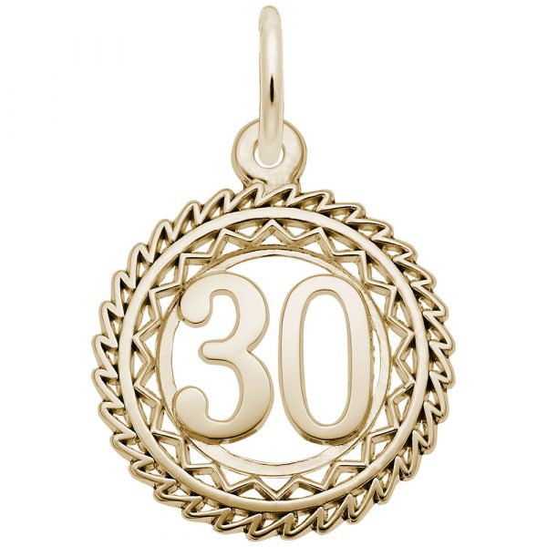 10K Gold Number 30 Charm by Rembrandt Charms