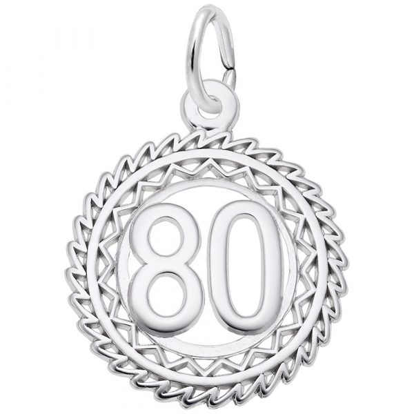 14K White Gold Number 80 Charm by Rembrandt Charms