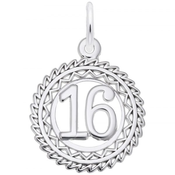 14K White Gold Number 16 Charm by Rembrandt Charms