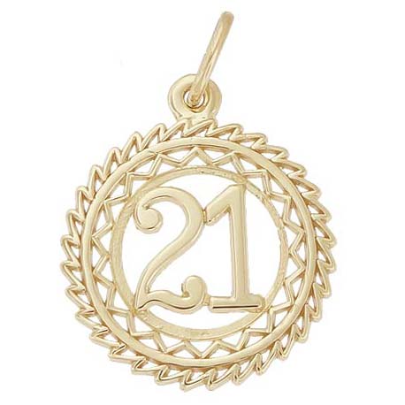 Gold Plate Number 21 Charm by Rembrandt Charms