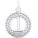 14K White Gold Victory Number 1 Charm