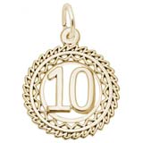 14K Gold Victory Number 10 Charm