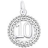 14K White Gold Victory Number 10 Charm