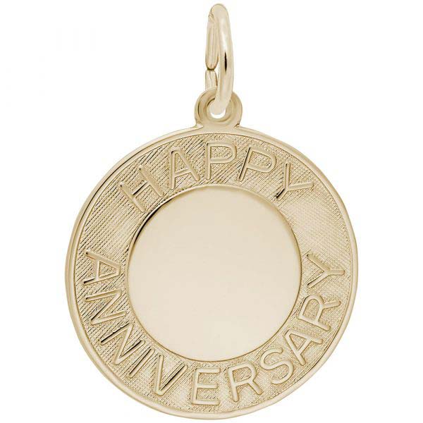 14k Gold Happy Anniversary Disc Charm by Rembrandt Charms 14k Gold Happy Anniversary Disc Charm by Rembrandt Charms