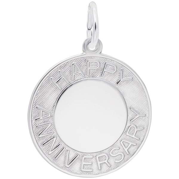 Sterling Silver Happy Anniversary Disc Charm by Rembrandt Charms