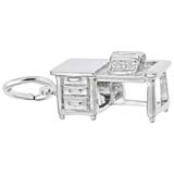 14K White Gold Work Desk Charm by Rembrandt Charms