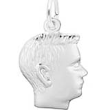 Rembrandt Boy's Head Charm, 14k White Gold