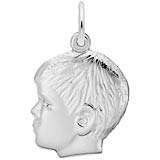 Rembrandt Boys Head Charm, 14k White Gold