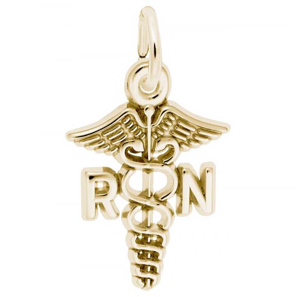 Rembrandt Registered Nurse Charm, 14K Yellow Gold Rembrandt Registered Nurse Charm, 14K Yellow Gold