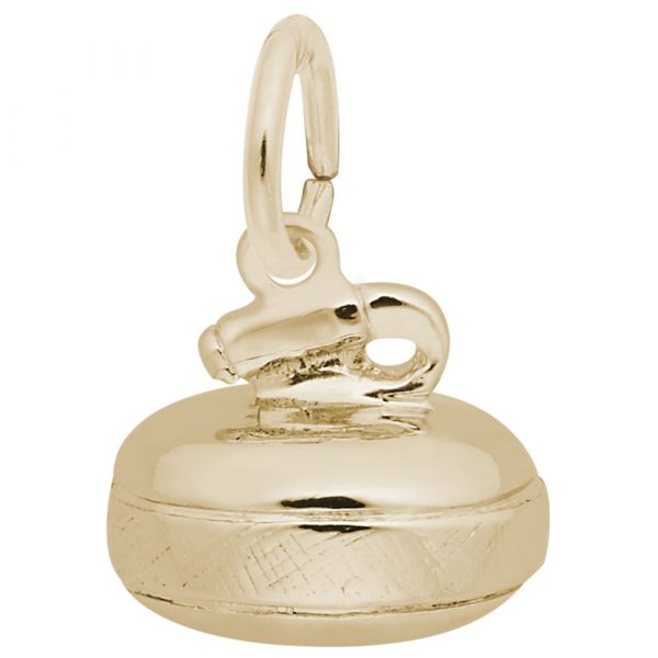 Rembrandt Curling Stone Charm, 14k Yellow Gold