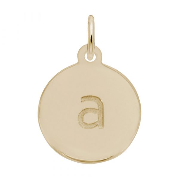 14K Gold Initial Disc charm a by Rembrandt Charms