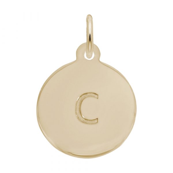 Rembrandt Initial Disc Charm Letter c in 14K Gold
