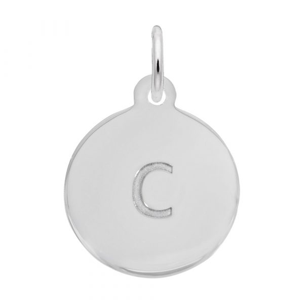 Rembrandt Initial Disc Charm Letter c in 14K White Gold