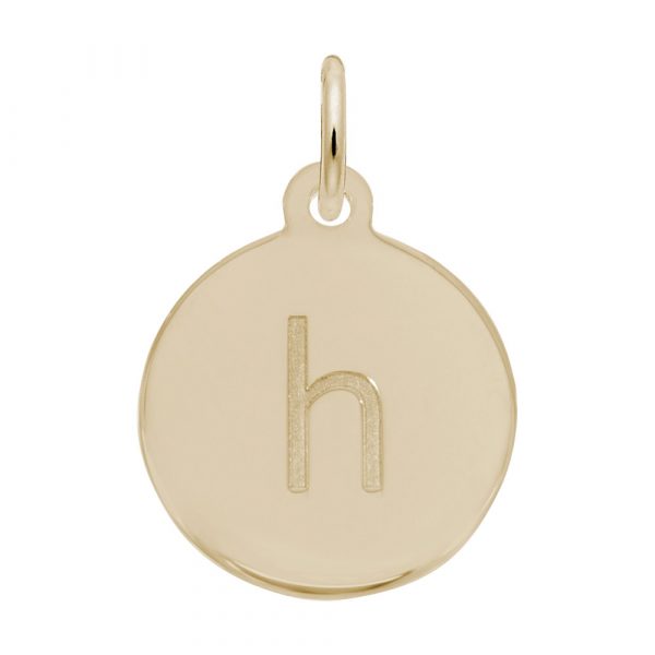Initial Disc Charm Letter h in 14k Gold