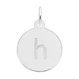 Initial Disc Charm Letter h in 14k White Gold