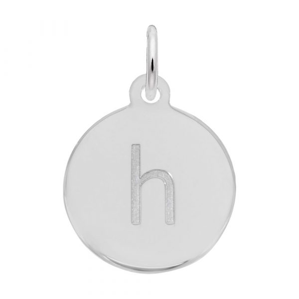 Initial Disc Charm Letter h in 14k White Gold