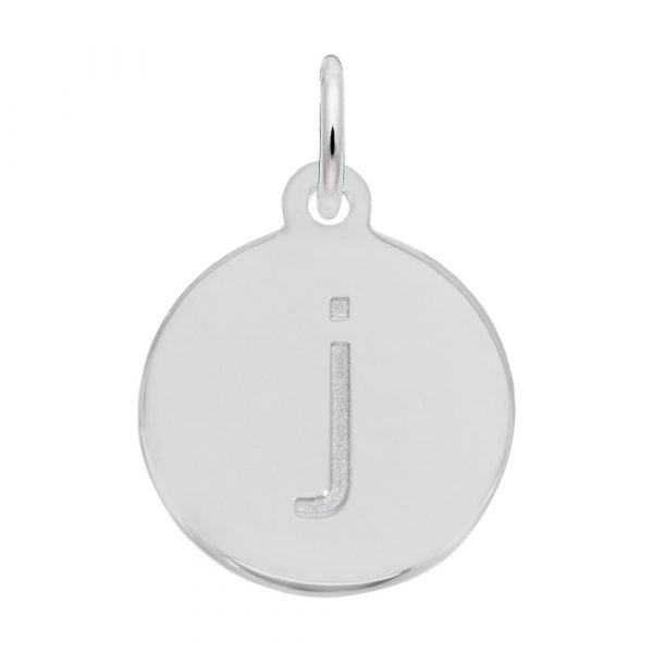 Rembrandt Initial Disc Charm j in 14k White Gold.